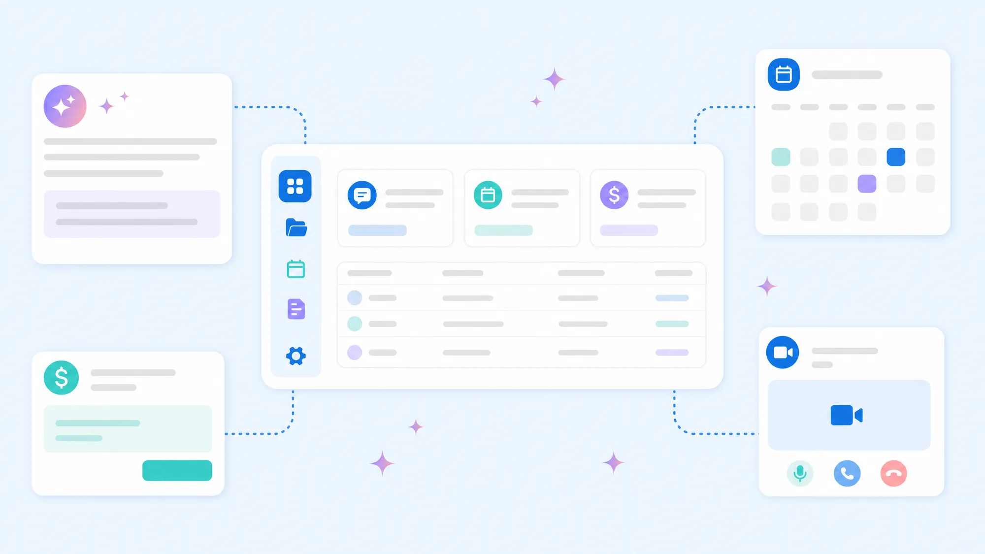 Illustration of a clinic team working from one connected OtterSG platform - records, scheduling, billing, and AI assistance in a single view.