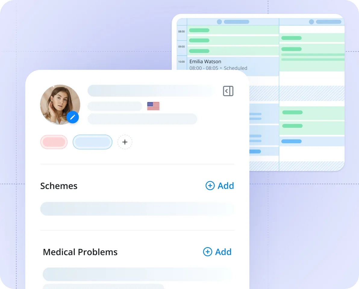 OtterSG core practice management — patient profiles, scheduling and appointment screens
