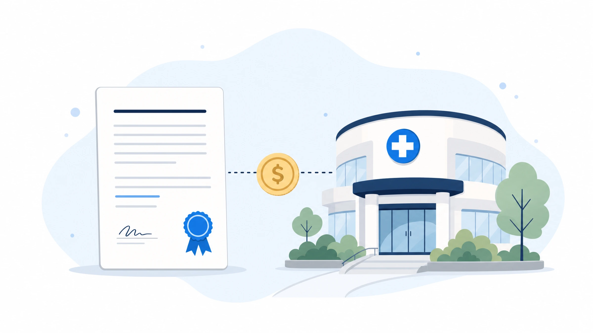Illustration of a government grant document funding a clinic system